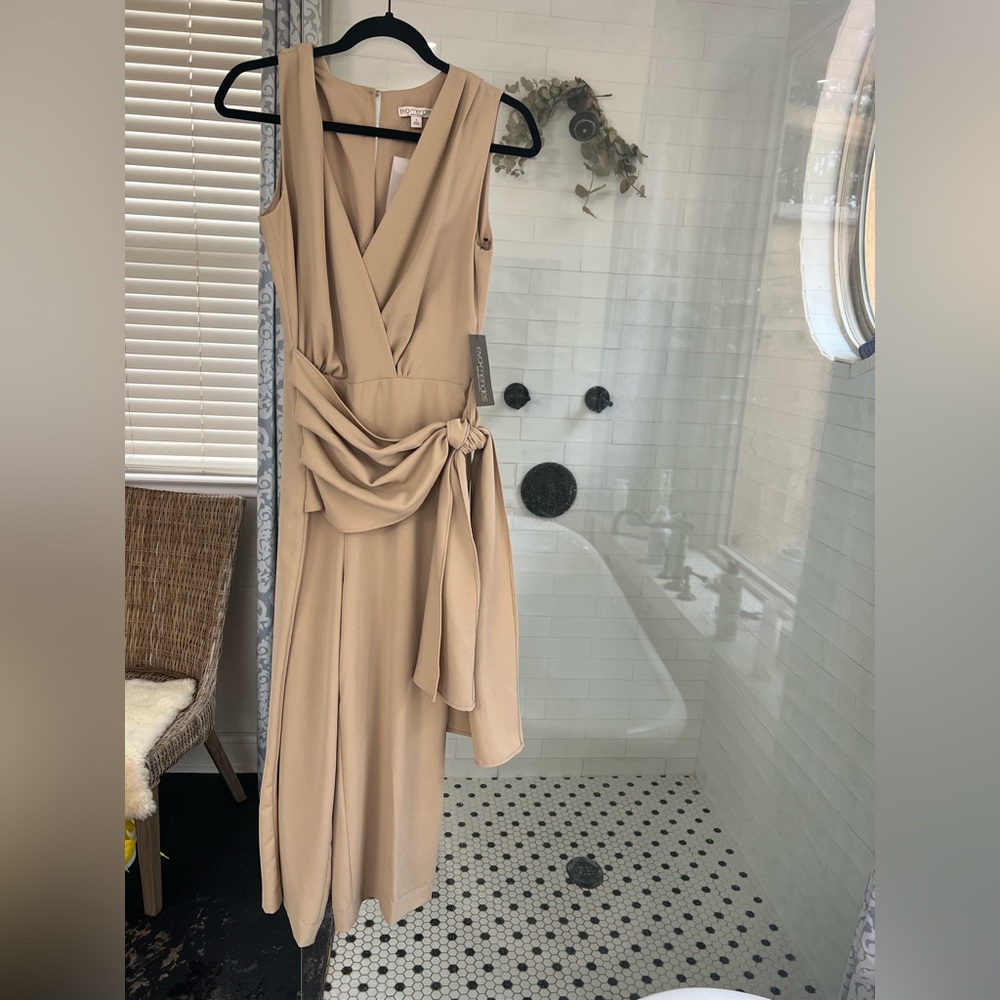 Beige Eva Mendes jumpsuit